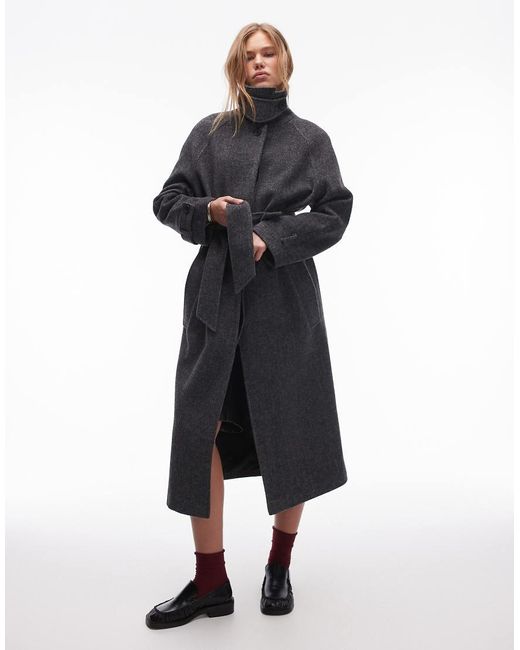 TOPSHOP Jas Van Keperstof Met Riem in het Blue