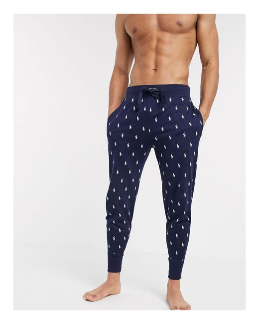 Polo Ralph Lauren Blue Pony Print Pajama Jogger Pants for men