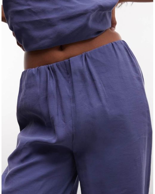 ASOS Blue Pull On Wide Leg Trousers With Split Co-Ord