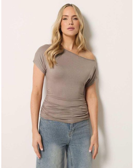 Long Tall Sally Blue Off Shoulder Ruched Top