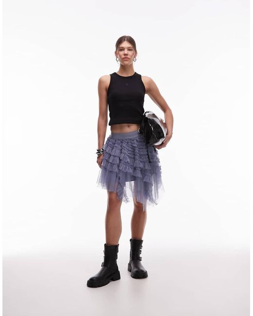 AllSaints Blue Jayde Tulle Mini Skirt