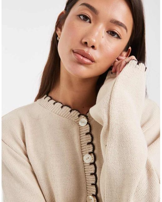 Miss Selfridge Natural Blanket Stitch Cardigan
