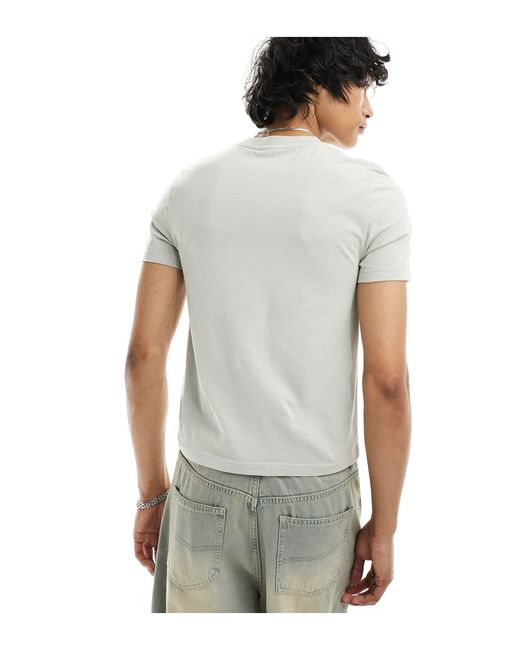 ASOS Gray Muscle Fit Washed T-shirt With Front Washington Print for men