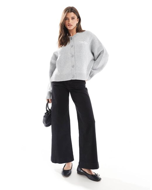 Pull&Bear Gray – oversize-strickjacke