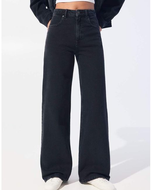 Pull&Bear Jeans Met Hoge Taille En Wijde Pijpen in het Blue