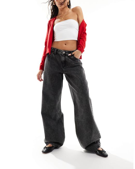 Hill - jean décontracté coupe droite ample à taille basse - délavé effet marbré Dr. Denim en coloris White