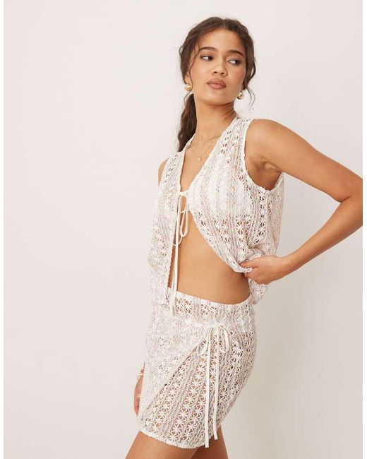 esmé studios Natural Esmee Exclusive Tie Side Mini Beach Skirt