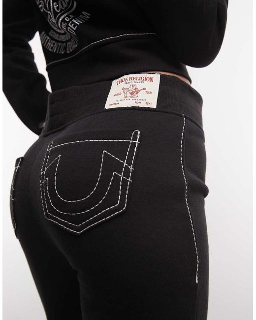 True Religion Black Crystal Big T Mid Rise Bootcut Trousers Co-ord