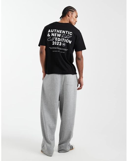 JJ Rebel Black Oversized T-Shirt With Logo Back Print for men