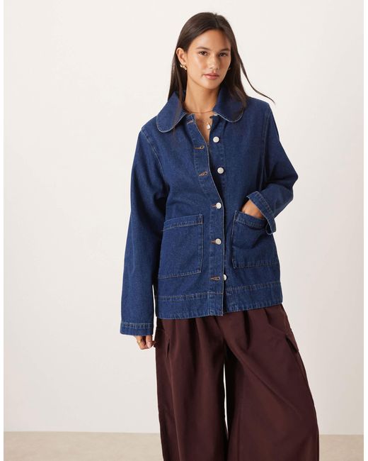 ASOS Blue Denim Chuck On Shacket With Retro Detailing