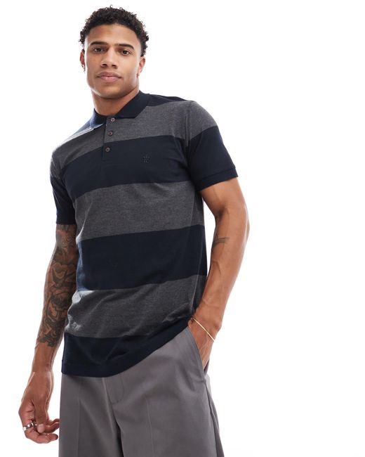 French Connection Blue French Connection Striped Polo Shirt for men