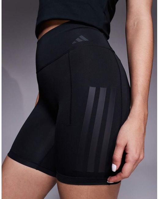 Adidas Originals Blue Adidas Training Optime 3 Stripe Booty Shorts