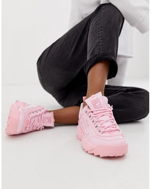 Zapatillas de charol en rosa polvareda Disruptor II Premium Fila de color Black