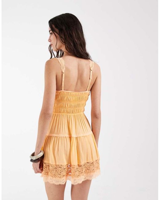 Free People Orange Boho So Inlove Mini Slip Dress