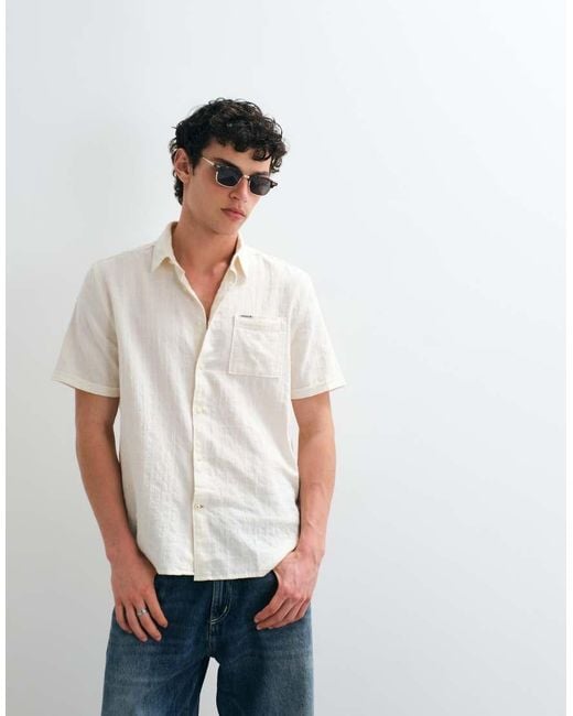 Barbour White Kingswood Short Sleeve Woven Summer Shirt for men