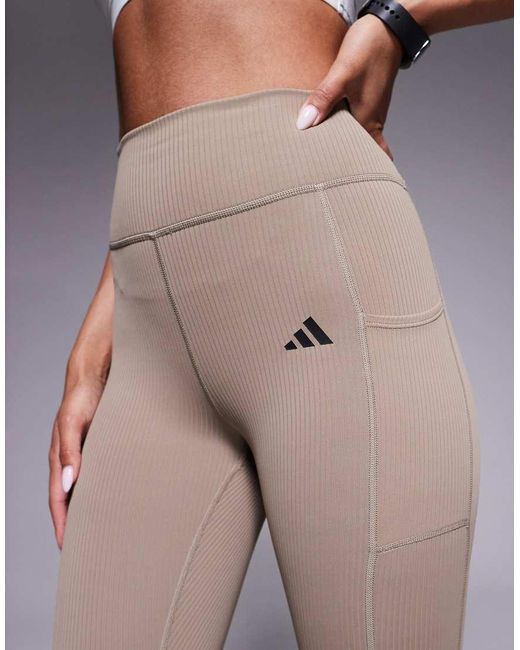 Adidas Originals Gray Adidas Training Optime 7/8 Rib Leggings