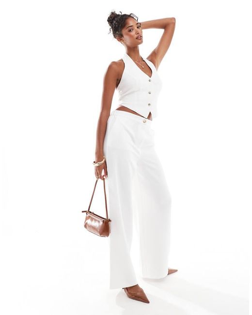 New Look White Linen Halterneck Waistcoat