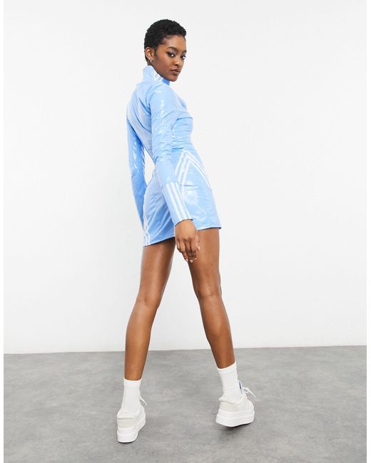 Ivy Park Adidas X Zip Through Latex Dress in Blue | Lyst