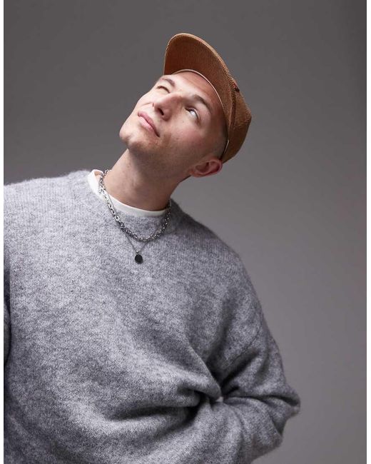 Topman Gray Relaxed Fit Jumper for men
