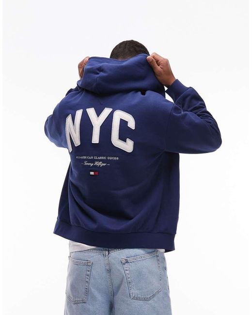 Tommy Hilfiger Hoodie Met Logo En Rits in het Blue voor heren