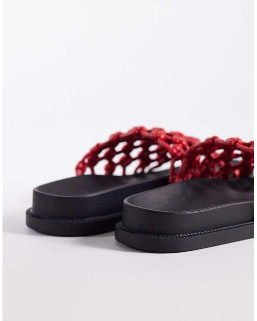 SEQWL Red Woven Flat Sandals