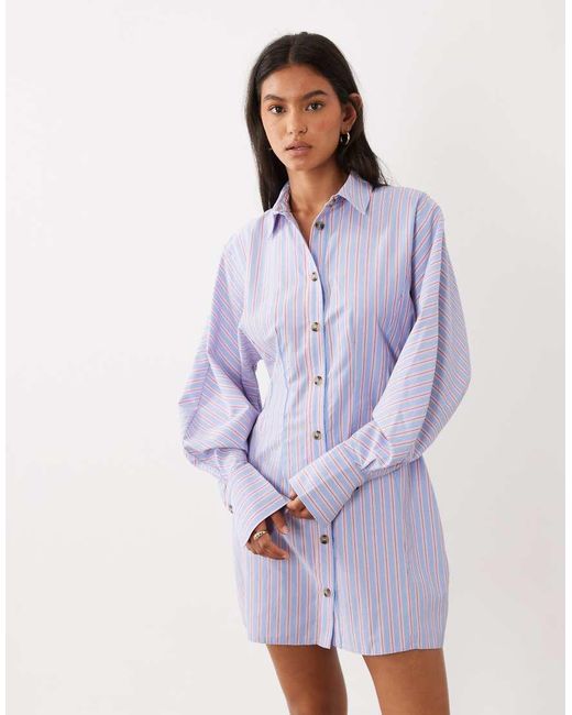 ASOS Multicolor Mini Shirt Dress With Cinched Waist