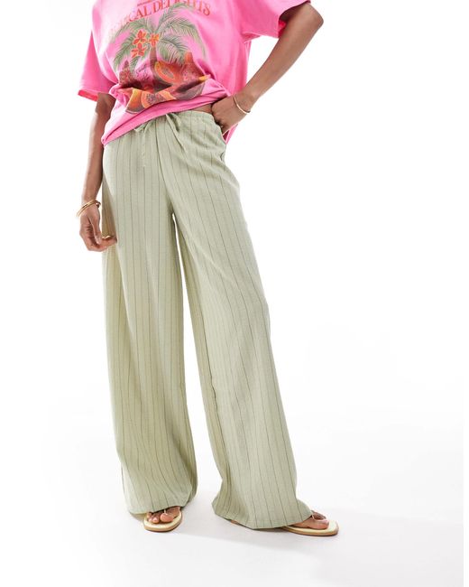 Stradivarius Multicolor Tall Linen Look Wide Leg Trouser
