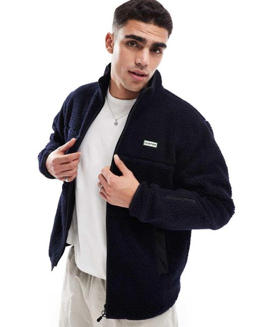 Hunter Blue Milan Sherpa Jacket With Contrast Lining for men