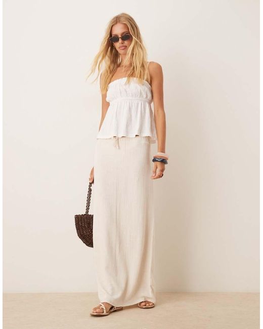 Pimkie Natural Contains Linen Tie Waist Maxi Skirt