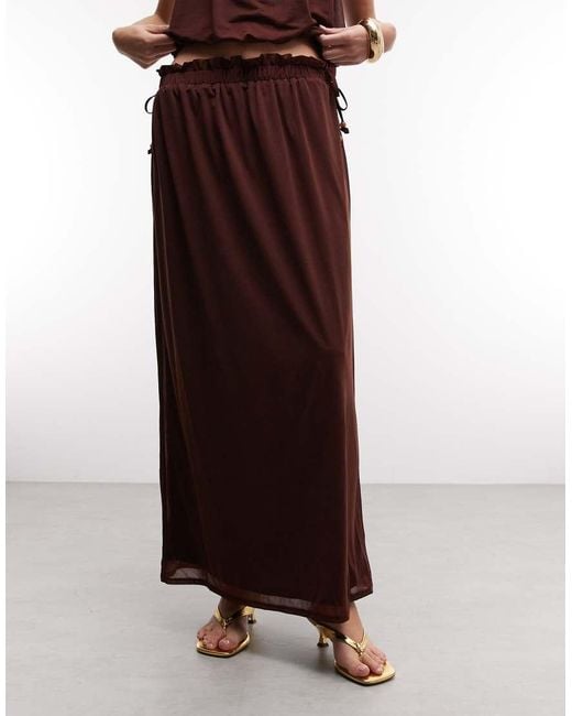 River Island Brown Chiffon Tie Waist Maxi Skirt