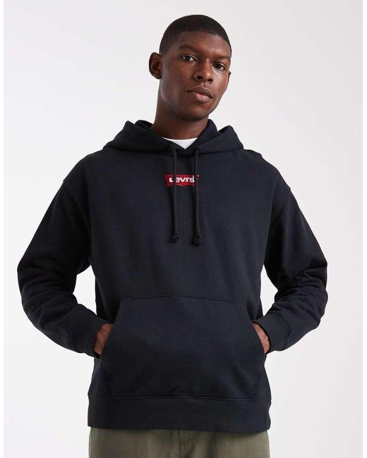 Levi's Black 2 Horse Logo Back Print Relaxed Fit Hoodie for men