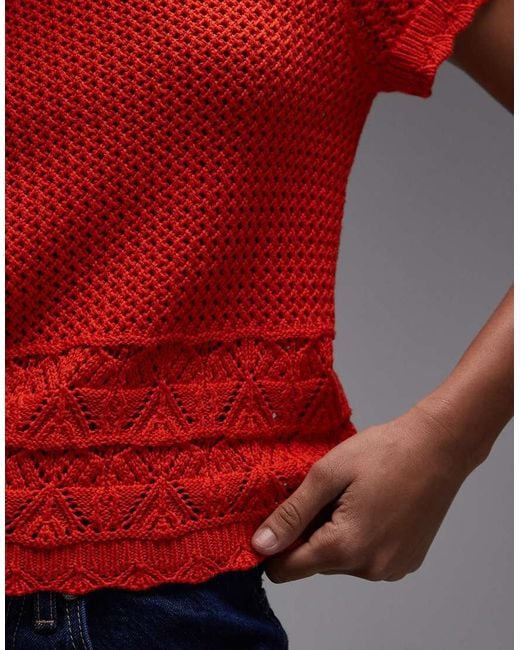 Levi's Red Crochet Knitted Top