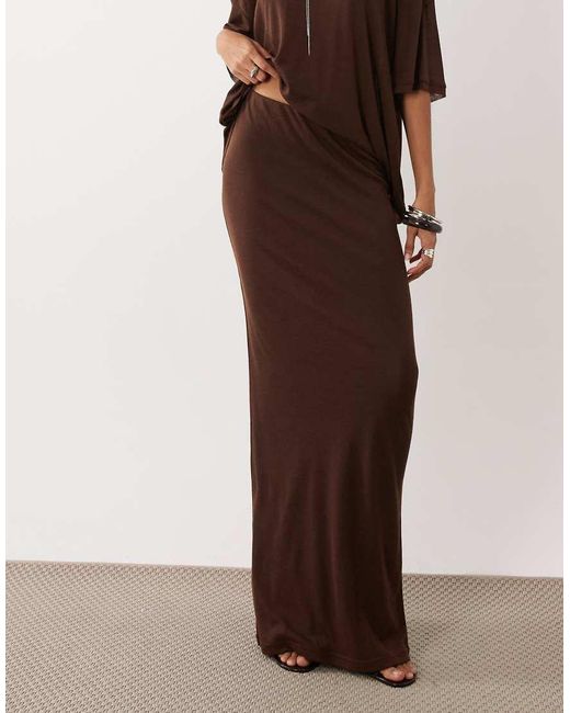 SNDY'S Brown Fine Knit High Waisted Maxi Skirt