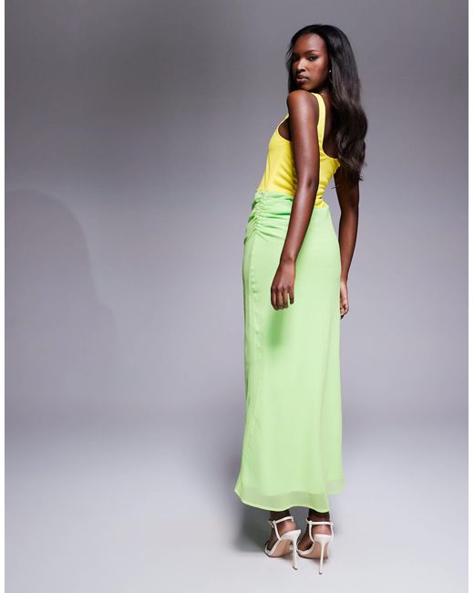 ASOS Green Scoop Racer With Chiffon Skirt Maxi Dress
