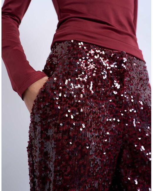 TOPSHOP Purple Sequin Tailored Trouser