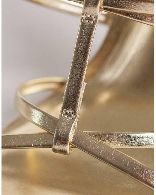 ASOS Metallic Natalia Caged T Bar High Heel Sandals