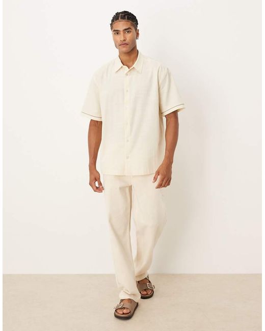 Camicia Comoda Con Stampa Sul Retro di ASOS in Natural da Uomo