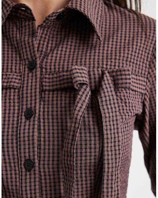 Miss Selfridge Brown Bow Detail Shirt