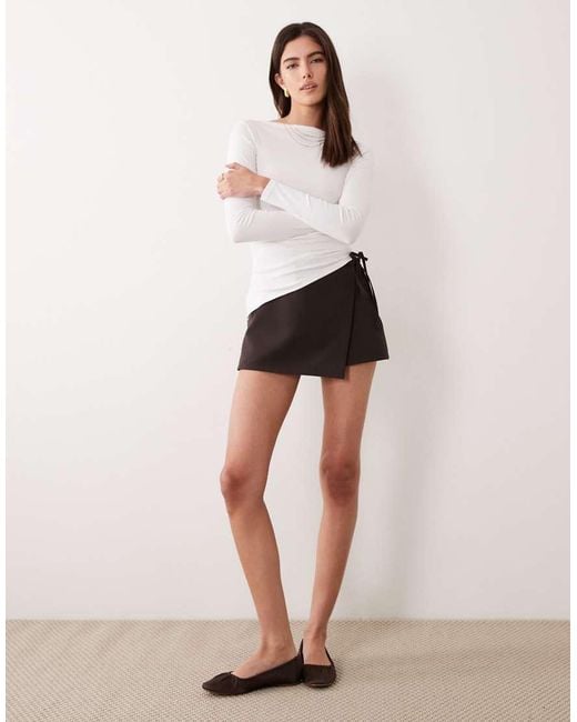 ASOS White Tailored Wrap Front Skort