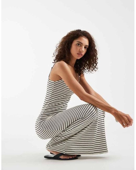 Vero Moda White Stretch Crochet Knit Cami Maxi Dress