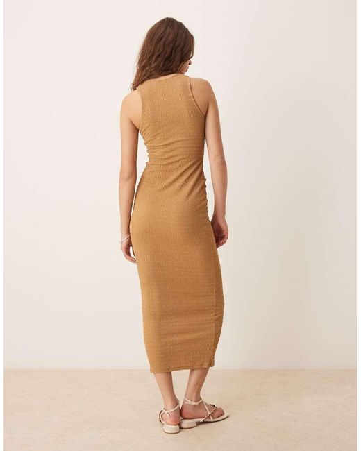 ASOS Natural Textured Racer Midi Dress