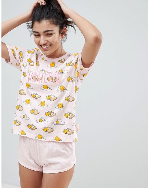 ASOS Multicolor Asos Design Gudetama Whatever Tee And Short Pyjama Set