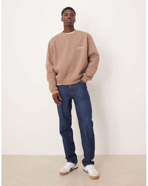 ASOS Blue Relaxed Boxy Sweatshirt With Chest Print for men