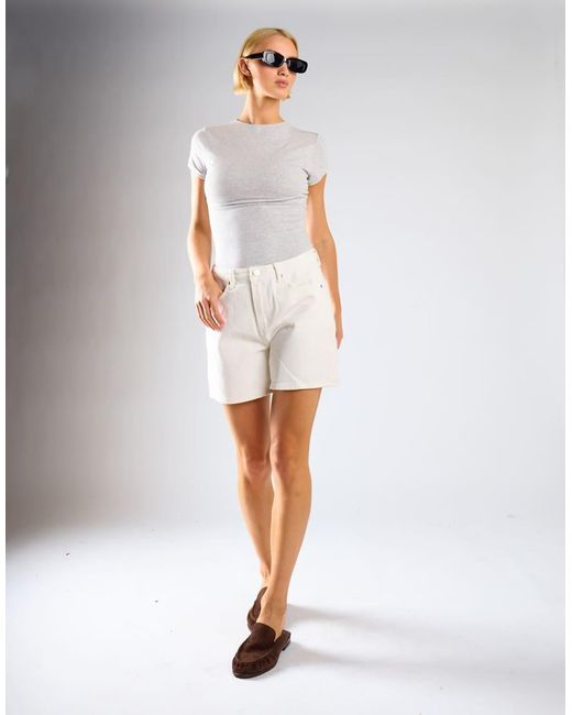 Glamorous White Slim Fit Stretchy Denim Short