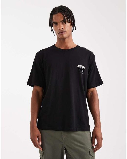 Camiseta Negra Extragrande Con Estampado "Originals" De Jack & Jones de hombre de color Black