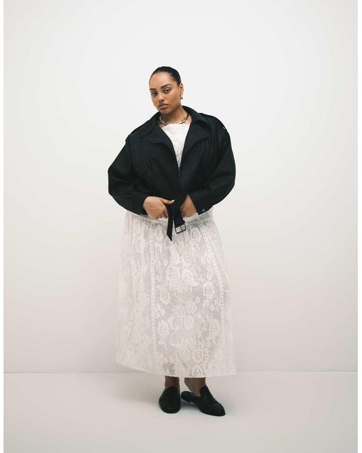 ASOS Black Asos Design Curve Oversized Leather Look Biker Jacket