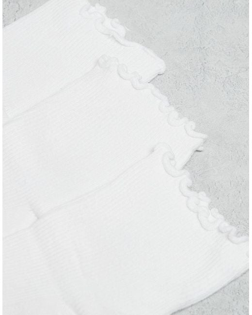 ASOS White 3 Pack Frill Edge Ankle Socks