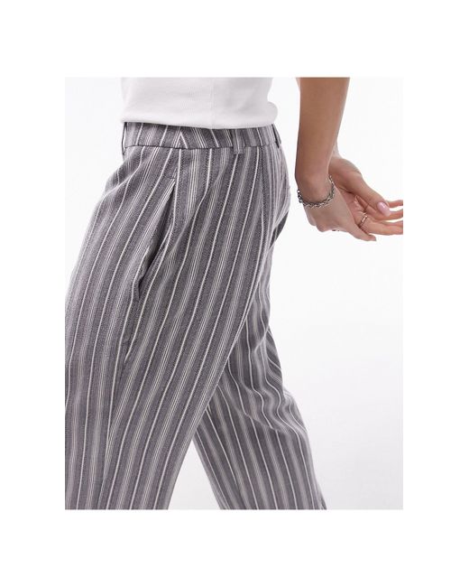TOPSHOP White Stripe Low Slung Linen Pants