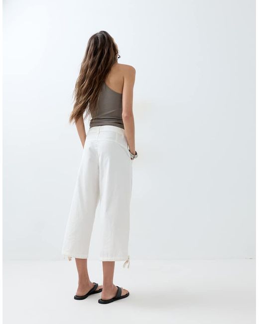 ASOS White Cargo Longer Short With Pocket And Tie Detail