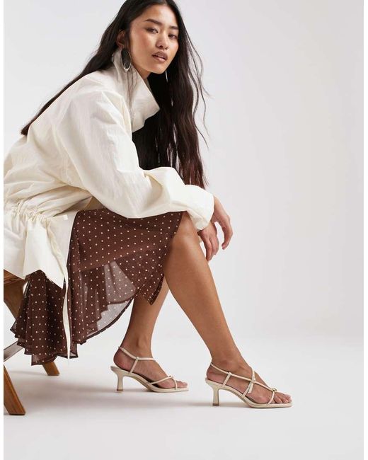 Dolce Vita Brown Mylee Strappy Mid Heel Sandals With Gold Hardware